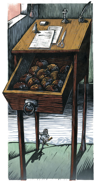 Schiller's Desk (linocut, 2009)