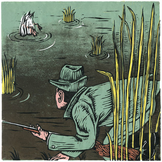 Duck Hunting (linocut, 2008)