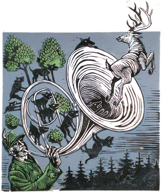 Hunting Horn II (linocut, 2009)