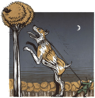 Staghound (linocut, 2008)