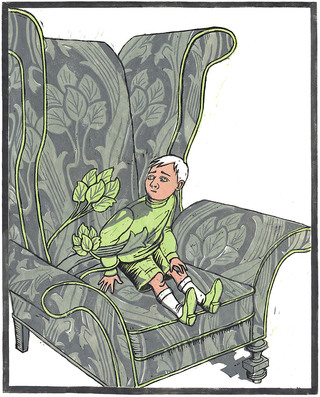 Boy in an Armchair (linocut, 2000)
