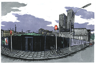 Paloma Quartier, St. Pauli (linocut, 2020)